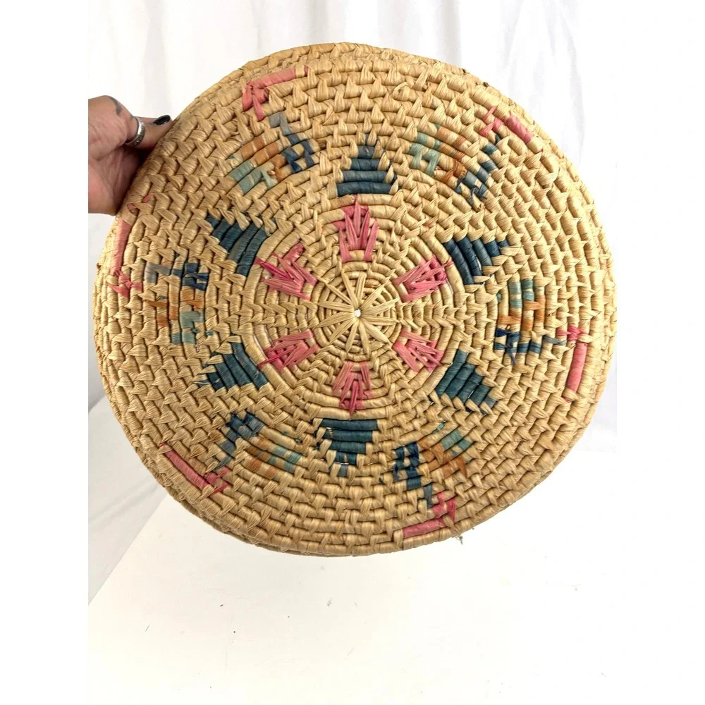 Vtg Southwest Native American Style‎ Basket Tray Papago Tohono Oodham Woven 16